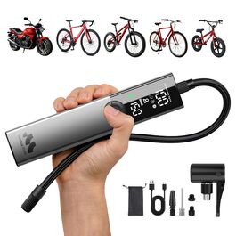 Електрична велосипедна помпа Woowind Ventus Ride: 150 PSI, 10.3 Bar, універсальні клапани (Presta, Schrader, Dunlop)