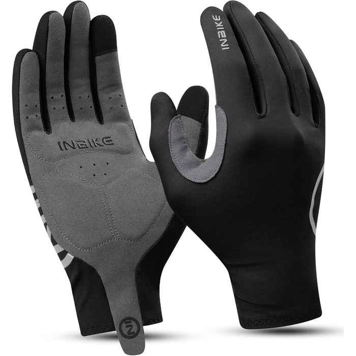 Велосипедні рукавички INBIKE для чоловіків та жінок, літні, дихаючі, MTB, довгі пальці, світловідбиваючі, антиковзні, чорні