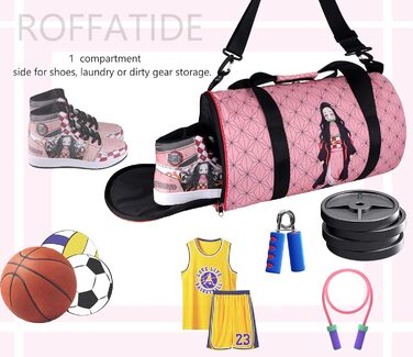 Спортивна сумка Roffatide Anime Demon Slayer (Камадо Незуко) з відділеннями для взуття та вологого одягу, легка дорожня сумка для залу та фітнесу