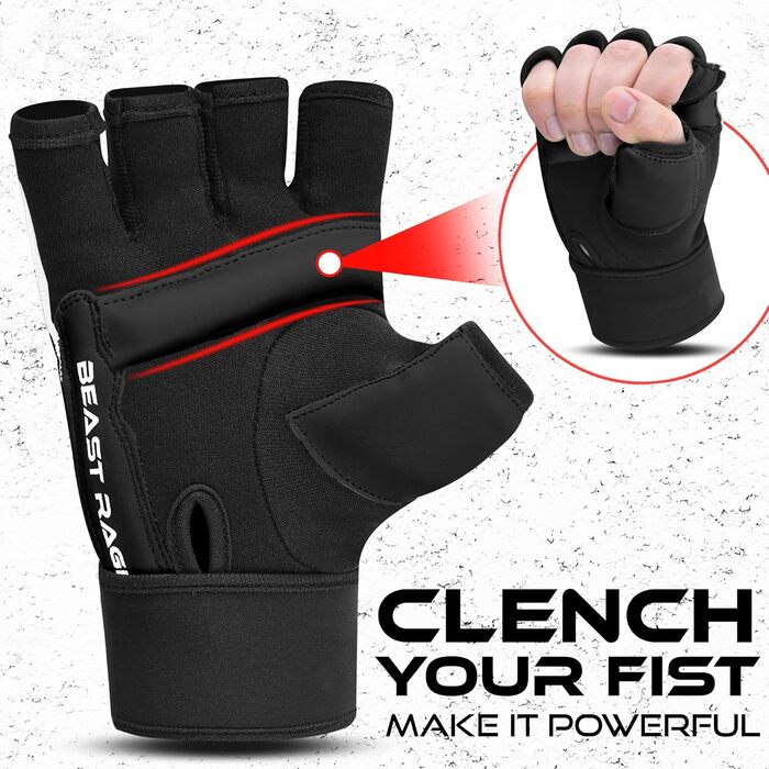 Боксерські рукавички BEAST RAGE для кікбоксингу, карате, тайського боксу (XXL, білий/чорний)