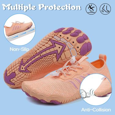 Чоботи для плавання чоловічі та жіночі, шкарпетки для пляжу, босі шкарпетки, літні плавальні черевики, аквашузи, швидко сохнуть, серфові черевики, рожеві, 38 EU