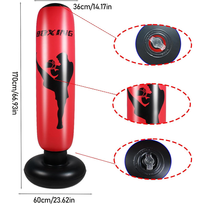 Дитячий боксерський мішок 168 см, надувний, для карате, кікбоксингу, тхеквондо, ММА - ідеальний подарунок для хлопчиків та дівчаток 6-12 років