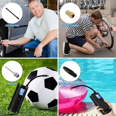 Електрична акумуляторна повітряна помпа VEEAPE 10.3 Бар, 150 PSI з LCD-дисплеєм і LED-підсвіткою для авто, велосипедів, мотоциклів, баскетбольних і футбольних м'ячів