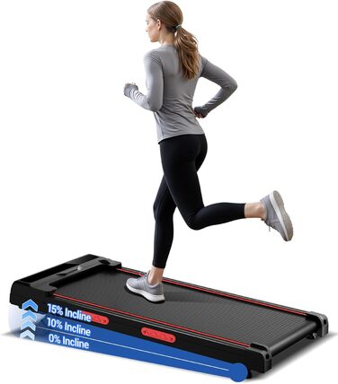 UMAY Walking Pad - біговий килимок для дому з регулюванням нахилу 15% та безшумним мотором, підтримує вагу до 136 кг