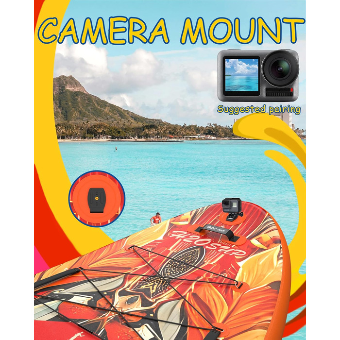 Надувне SUP-борд H2OSUP: широкий, стабільний дизайн, аксесуари преміум-класу, для риболовлі, йоги, Orange