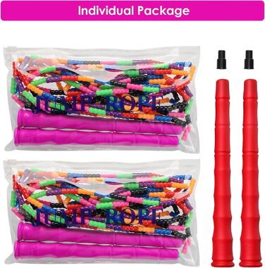 Kingcolor Довга скакалка Double Dutch 4,8 м, м’які намистини, регульована, для дітей і дорослих, на 5-6 осіб, 1 або 2 шт.