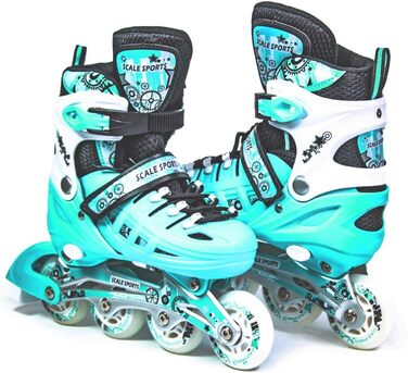 Дитячі ролики-коліщатка з підсвічуванням, чорно-білі (М'ятний, L)