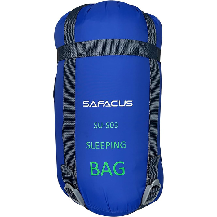 Спальний мішок для кемпінгу – 3 сезони, теплий та холодний клімат, легкий, простий у використанні, з компресійним мішком для дорослих та дітей, для подорожей на природі (Темно-синій)