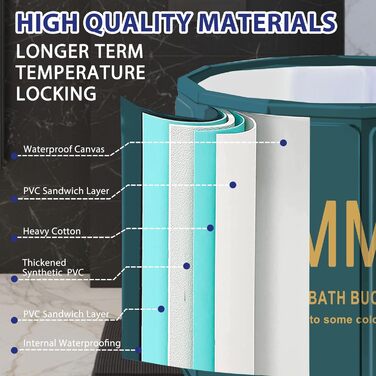 Портативна складана ванна для дорослих STARBRIIANT (80x66 см) — крижана ванна для відновлення, SPA та спортсменів, зелена, розмір L