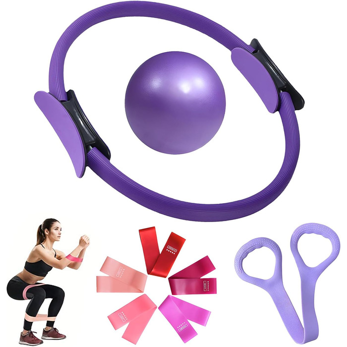 Набір для пілатесу CPKONUUIP: кільце Magic Circle 35см, м'яч, еластичні стрічки для сили, гнучкості та тонусу тіла