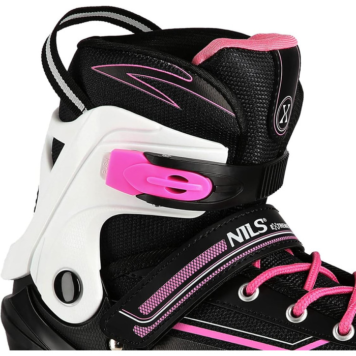 Жіночі роликові ковзани Nils ABEC7, регульовані, для дітей (чорно-рожеві, 39-42)