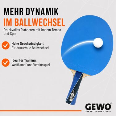 Ракетка для настільного тенісу GEWO PS Blast Carbon ITTF: Професійна карбонова ракетка з гумою GEWO Return Pro, швидка, з високим обертанням, 1.8 мм губка