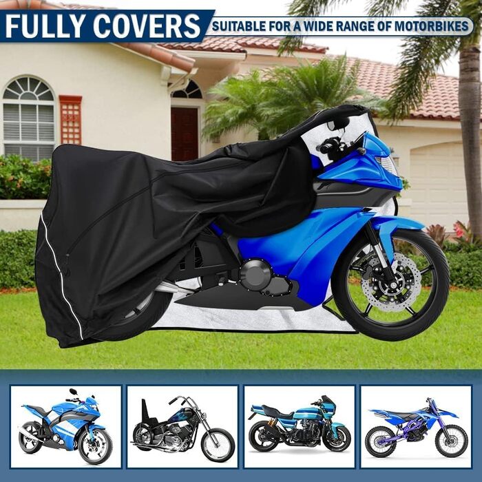 Водонепроникна захисна накидка для мотоцикла Motorrad, 210D, UV-захист, зимова, 245 x 105 x 125 см