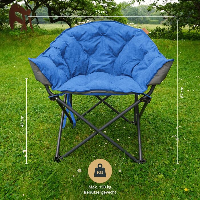 Крісло для кемпінгу Skandika Moonchair XL/Mala: зручне складане крісло з мішком для перенесення | Міцний сталевий каркас | Для дому та відпочинку на природі (Garten, Balkon, Reisen)