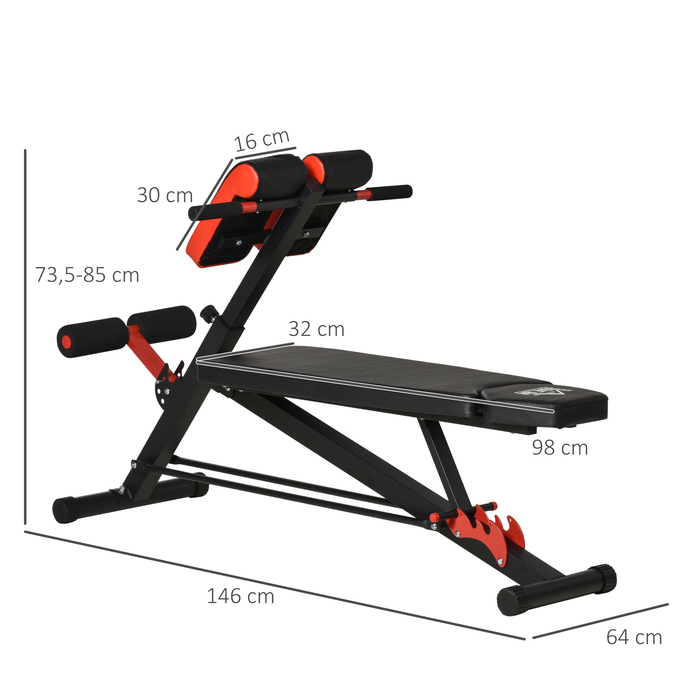 HOMCOM Multi Weight Bench Регульована похила лава для фітнесу Тренажер для живота чорний 64 x 146 x 73.5-85 см для ефективного тренування