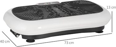 Вібраційна платформа HOMCOM з 2 фітнес-резинками, 99 режимів, 120 кг, для домашнього тренування, 200 Вт, LCD-дисплей, 73x40x13 см, біло-чорна