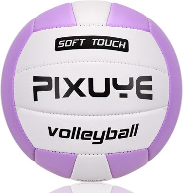 Волейбольні м'ячі PIXUYE, розмір 5, м'які для пляжу, дітей та дорослих, для ігор та тренувань у залі та на вулиці, фіолетово-білі