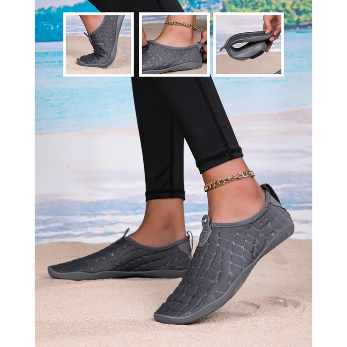 Водні шкарпетки для плавання та відпочинку на пляжі, чоловічі та жіночі (42/42.5 EU, сірий)