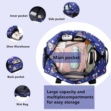Дитяча спортивна сумка LMWZH з відділенням для взуття, водонепроникна, з мотивом єдинорога