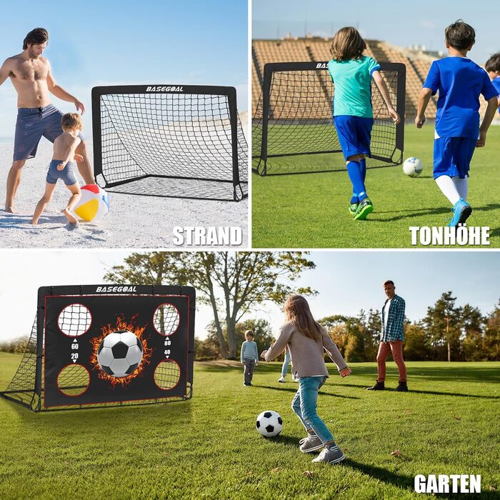 Дитячі футбольні ворота Klappbares Fußballtor 120x90 см та 150x120 см з мішком для транспортування та анкерами для кріплення - для саду, пляжу
