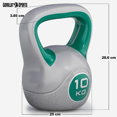 Гиря GORILLA SPORTS з пластику, 2-20 кг, для фітнесу та тренувань, окремо або в наборі, із/без підставки