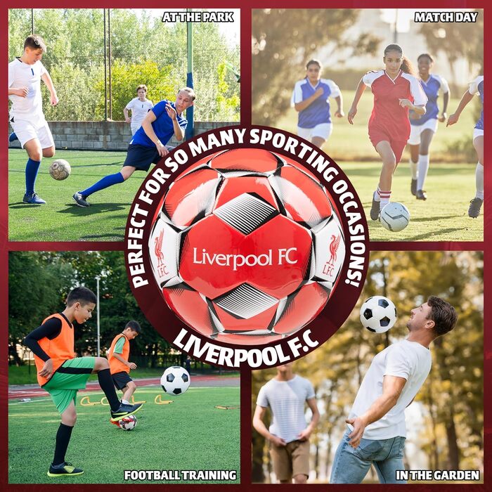 М'яч для футболу Liverpool FC, офіційний ліцензований м'яч, розмір 3 або 5 - подарунок для фанатів, білий/червоний (червоний, 3)