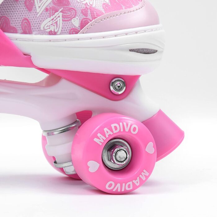 Роликові ковзани MADIVO Love Kinder для дівчаток, регульовані, 34-37 (рожеві), 30-33 | Ідеальні для дітей та підлітків
