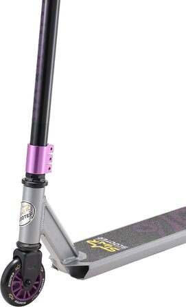 Трюковий самокат STAR SCOOTER для дітей від 7 років та дорослих, до 100 кг, 100 мм, алюмінієвий, сірий і фіолетовий, для початківців