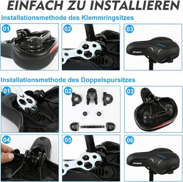 Велосипедне сидіння Pro 2.0: широке, м'яке, комфортне, дихаюче, з пам'яті ефекту та водонепроникним покриттям (блакитне)