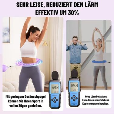Смарт хулахуп Cozylady для дорослих з LED-підсвіткою, 121 см, із вагою, тихий і міцний, для схуднення, фіолетовий