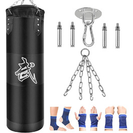 Боксерський мішок для підвішування (без наповнювача) для MMA, муай-тай, кікбоксингу. Міцний боксерський мішок зі сталевим ланцюгом (чорний)
