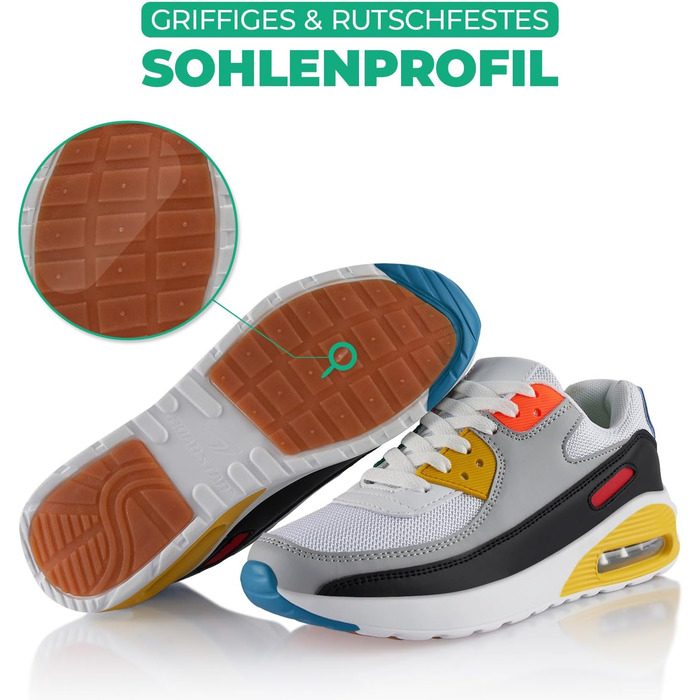 Кросівки спортивні жіночі та чоловічі Fusskleidung® амортизуючі, для бігу, жовто-сірі, 43 EU