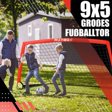 Ворота для футболу RUNBOW для дітей, портативні, для двору, дитячі тренування, з сумкою для перенесення, 2.7 x 1.5 м (Червоні, 274 x 152 см, 2 шт.)