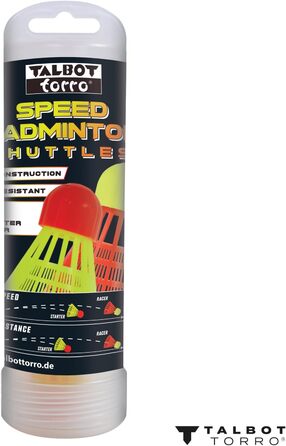 Talbot-Torro Speedbadminton Shuttles – воланчики для швидкого бадмінтону – стандартні або LED-воланчики для гри вдень та вночі – у багаторазовій коробці