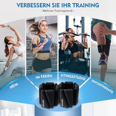 Набір манжет для ніг та рук BECOJADDE (0.45 кг/0.9 кг) – для фітнесу, йоги, пілатесу, ходьби, бігу. Регульовані вантажні манжети для жінок та чоловіків (Чорний, 1.8 кг пара)