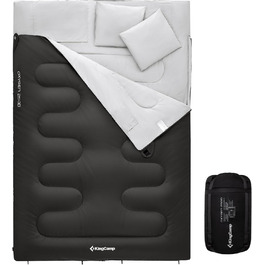 Сплячий мішок KingCamp для двох осіб, зимовий, чорний, для кемпінгу та відпочинку на природі