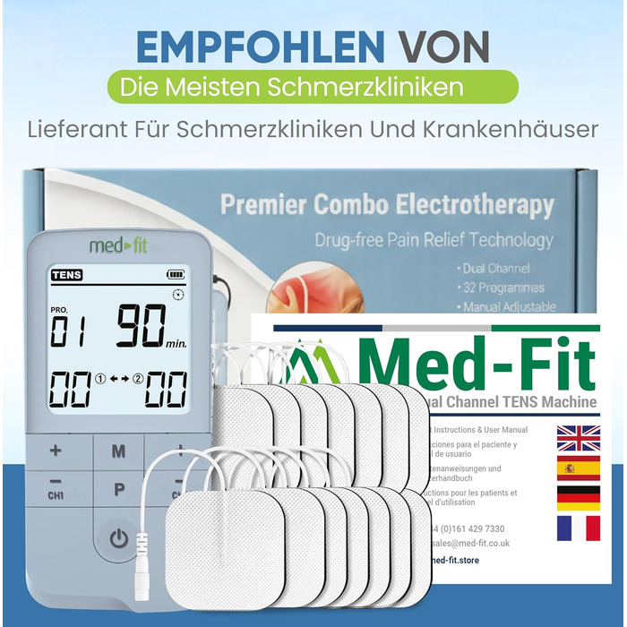 Premier Plus TENS & EMS комбінований пристрій: 8 ручних та 24 фіксовані програми для тренування м'язів, нервової та больової терапії