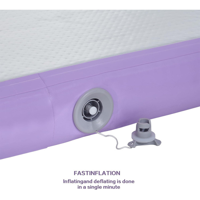 Гімнастичний мат Air Track для тумблінгу та йоги з електричним насосом, водонепроникний та протиковзний, фіолетовий (300x100x10 см)