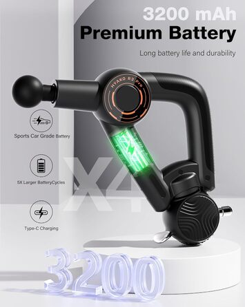 HYAKO R3 Pro 3-в-1 масажний пістолет 16 мм, високочастотний масажер для глибоких тканин, знімає біль у м’язах та скелеті всього тіла