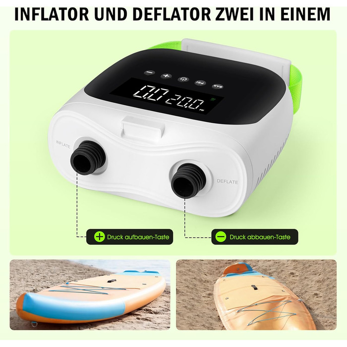 Електричний насос для SUP дошки, каяки та човни - 20 PSI, LCD дисплей, автоматичне вимкнення