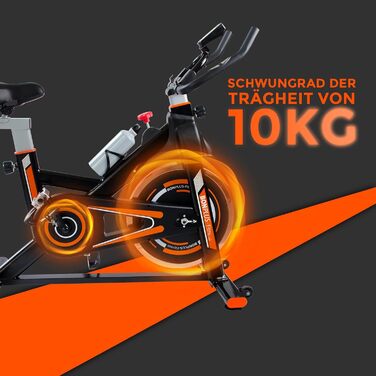Велотренажер Bonplus BP - Indoor Fitness Bike з регулюванням навантаження та пульсометром, висота сидіння 76-98 см, маховик 10 кг