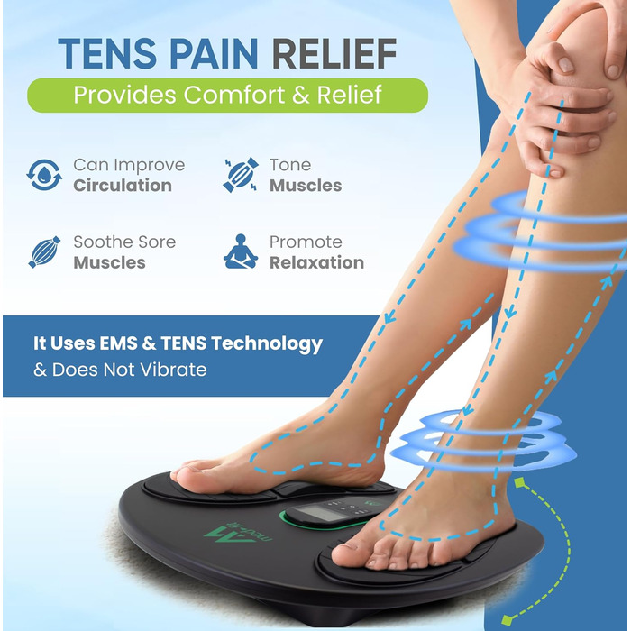 Масажер для ніг TENS та EMS Medi-Boost | Зменшує набряки, Plantarfasciitis, артрит, болі в ногах та спині | Медичний сертифікат