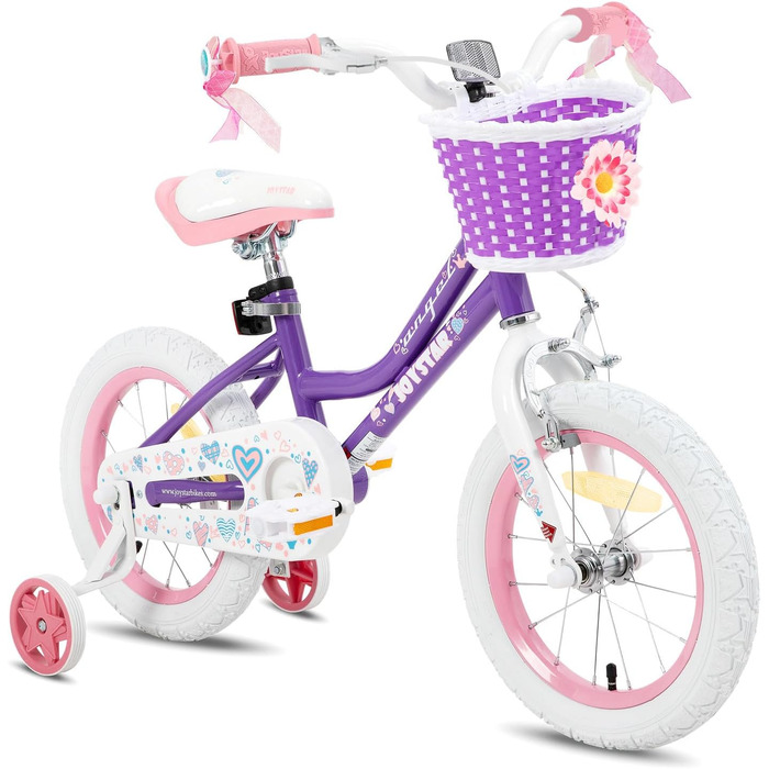 JOYSTAR Fairy - дитяче велосипед 16 дюймів для дівчаток 5-7 років, з стабілізатором та кошиком, ліловий