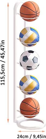 Стійка для зберігання м'ячів: баскетбольних, футбольних, волейбольних (5-ярусна, біла)
