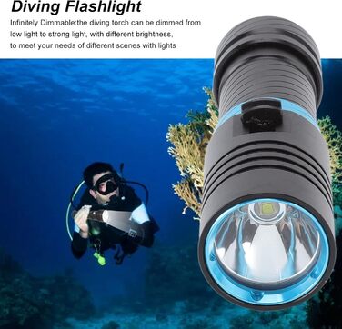 Ліхтар під водою ViaGasaFamido 5000 Lm, IPX8, 100 м, регулювання яскравості, для дайвінгу, риболовлі, полювання, рятування, кемпінгу, водонепроникний, з алюмінієвого сплаву