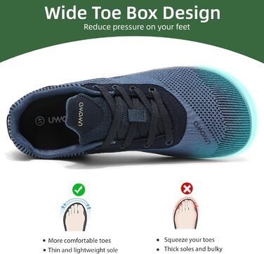 Легкі дихаючі кросівки Barfußschuhe для жінок та чоловіків | Широка передня частина, підошва 4 мм, антиковзаючі | Для спорту, відпочинку, повсякденного носіння (39 EU, Синій)