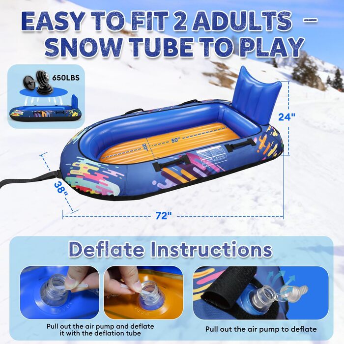 Надувний сніговий валянок Hyperzoo для двох осіб з посиленими ручками та спинкою