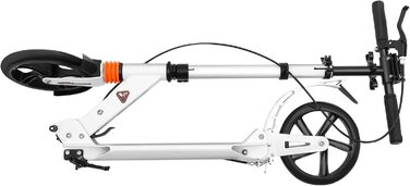 Тритоколісний самокат дорослий складний, дитячий самокат, міський самокат з гальмом, білий