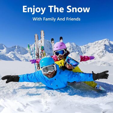 Odtmger Снігові рукавички: найтепліші водонепроникні та дихаючі рукавички для холодної погоди. Підходять для чоловіків та жінок, для активного відпочинку батьків та дітей (повністю чорні, XXXL (розмір XXXL для чоловіків))