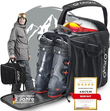 Чохол для лижних черевиків Otaro з відділенням для шолома | Сумка для лиж, шолома та аксесуарів | 60 000+ задоволених клієнтів | Водонепроникна сумка для лижних черевиків, міцна блискавка - комплект сумок для лиж, класична (44L) сірого кольору